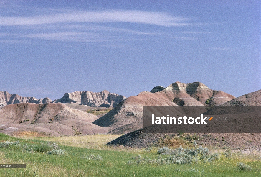 Erosionado las formaciones sedimentarias, el Parque Nacional Badlands, Dakota del sur