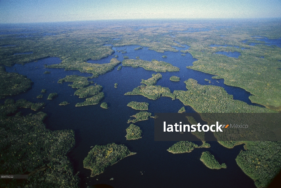 Vista aérea de límite aguas canoa zona desierto, Minnesota