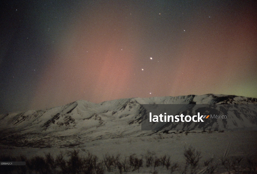 Aurora Boreal sobre la gama de la montaña, Alaska