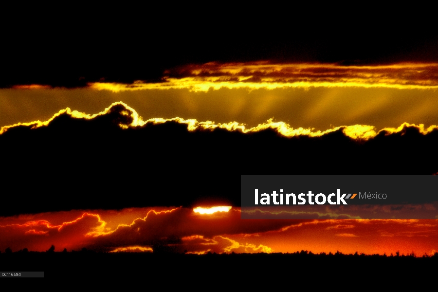 Puesta de sol sobre el lago Moose, Minnesota Northwoods