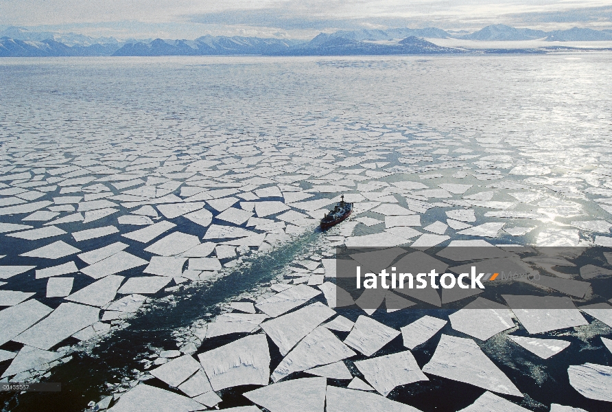 Rompehielos de la guardia costera que recorre témpanos de hielo que tiene corredor de borde mar de h