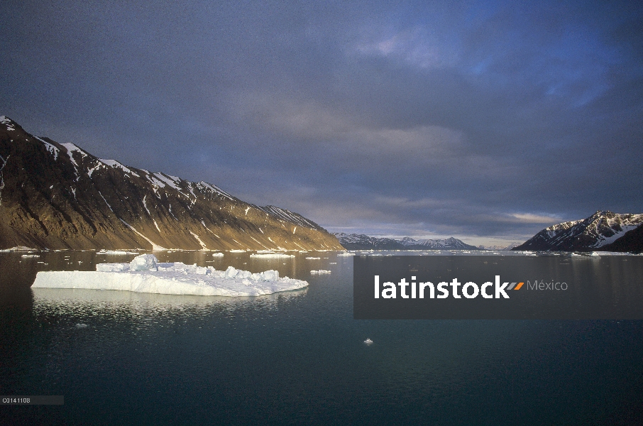 Noche de luz en la Lilliehookfjorden, archipiélago de Svalbard, Noruega