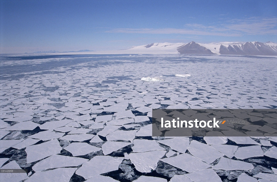 Mar de hielo ruptura aérea vista, montañas Transantárticas, puerto nuevo, sonido de McMurdo, mar de 