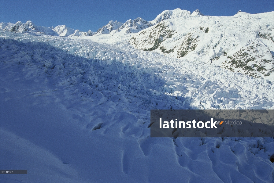 Superior Fox glaciar en invierno, Parque Nacional de Westland, Isla Sur, Nueva Zelanda