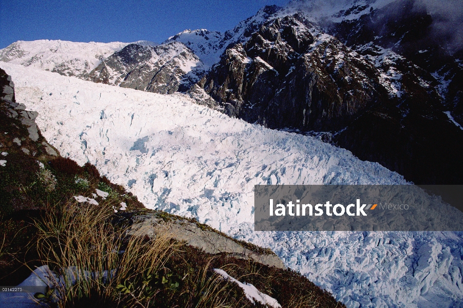 Superior Fox glaciar en invierno, Parque Nacional de Westland, Isla Sur, Nueva Zelanda