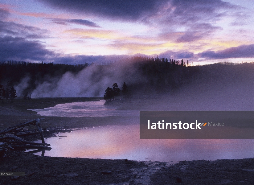 Cocer al vapor caliente springs, Midway Geyser Basin, Parque Nacional de Yellowstone, Wyoming