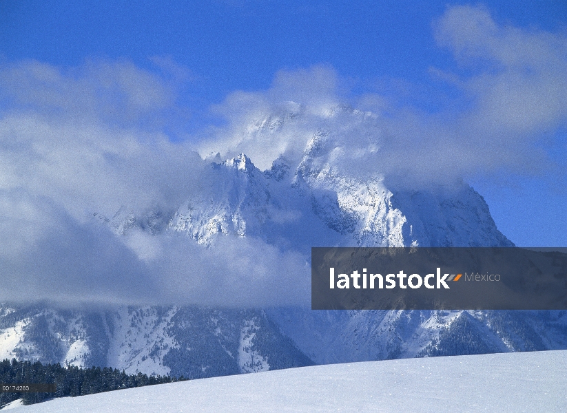 MT Moran cubierto de nieve, invierno, Parque Nacional de Grand Teton, Wyoming