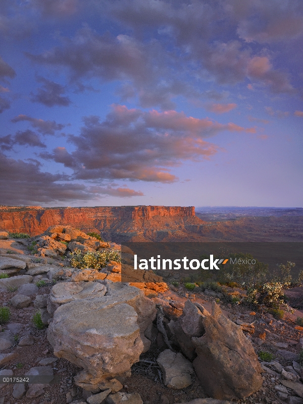 Dan de vista desde el río verde, Parque Nacional de Canyonlands, Utah