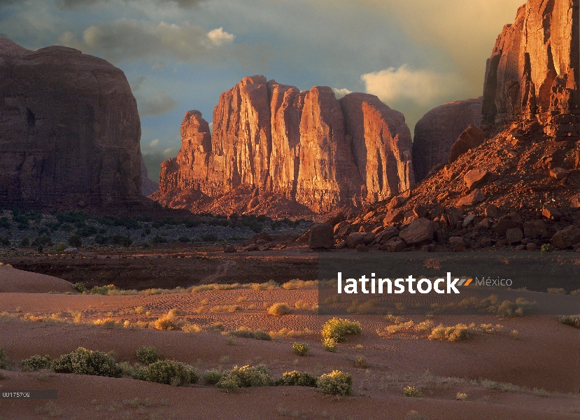 Camello Butte desde el suelo del desierto, Monument Valley, Arizona