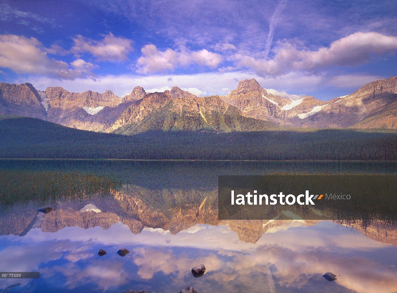 Mount Chephren reflejada en el lago de las aves acuáticas, Parque nacional Banff, Alberta, Canadá