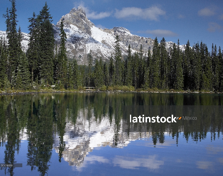 Picos de Wiwaxy y montaña de la catedral en el lago o ' Hara, Parque Nacional de Yoho, Colombia brit