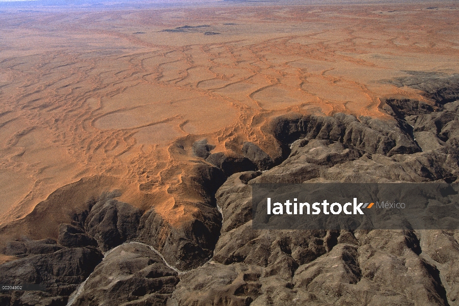 Borde norteño de la formación de la duna de arena bloqueada río Kuiseb, Parque Nacional Namib-Nauklu