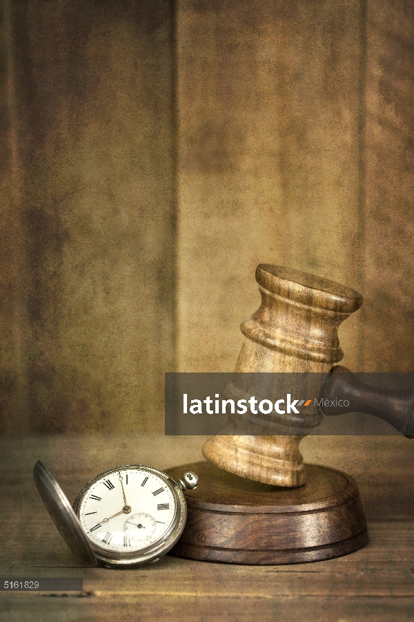 Gavel and Pocket Watch with Grunge Effects